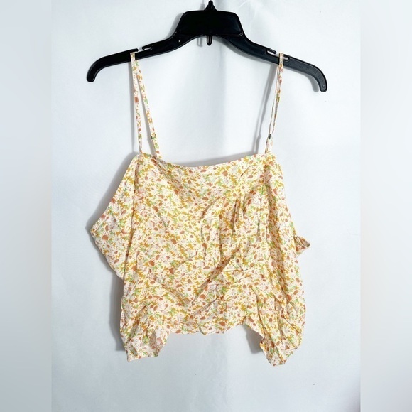 NWT BP. Ruched Crop Cami, in Orange- White Tamara Daisy - Picture 2 of 3